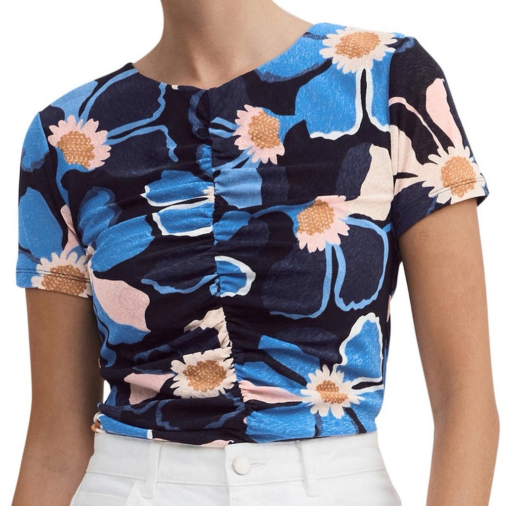 Witchery Floral Ruched Mesh top